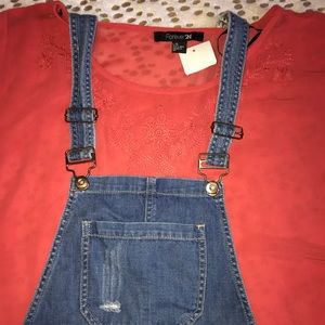 Forever 21 orange sheer blouse